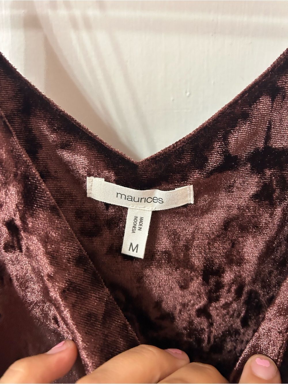 Maurices Crushed Velvet V-Neck Camisole - Dark Brown - Picture 3 of 5